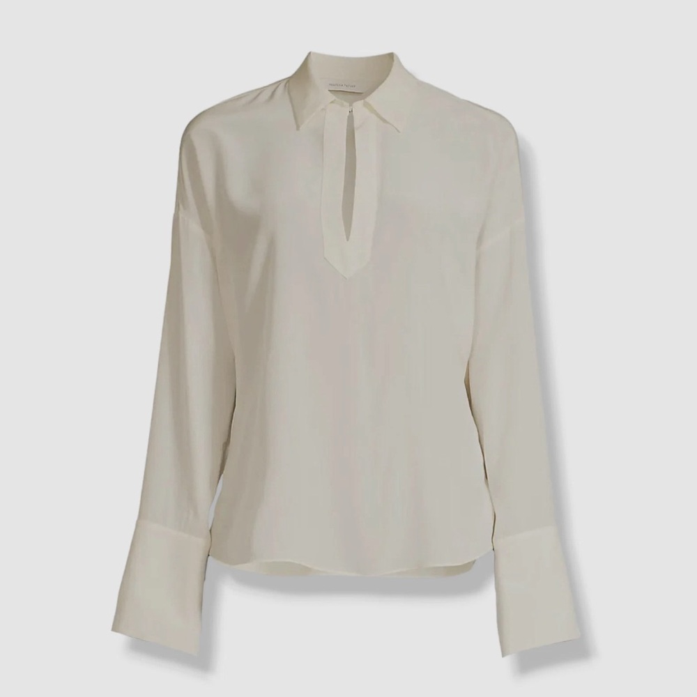 Rebecca Taylor Women's Ivory Essential Silk Long Sleeves Blouse. Size M